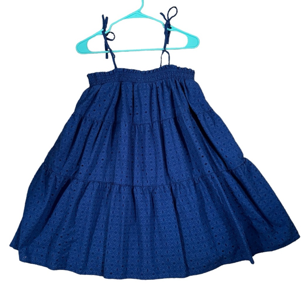 Crown & Ivy Colbaly Blue Mini Dress-Eyelet, Cottage, Coastal, Boho, Maximalist! - Picture 2 of 15